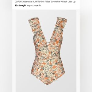 Cupshe Orange and Cream Floral Swimsuit